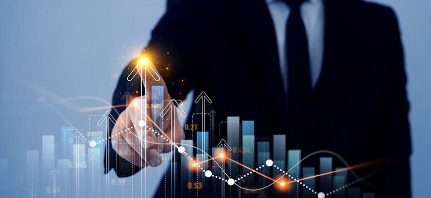 -executive with finger on revenue growth showing how advertising pre-sales impacts scale-