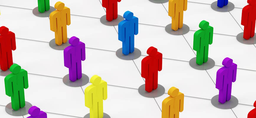 -colorful individuals connected by lines to show consolidated audience data-