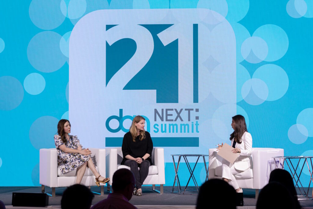Bloomberg Media CEO and chief digital officer Julia Beizer, & SVP and GM of Yahoo News Kat Downs Mulder in conversation with Axios' media reporter Sara Fischer at the 2023 DCN Next:Summit