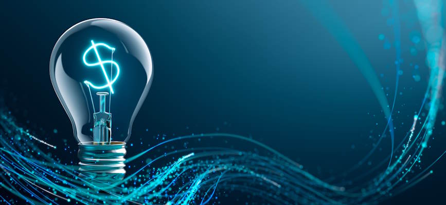 -light bulb with dollar sign on digital wave to show the value of copyright in the digital age-