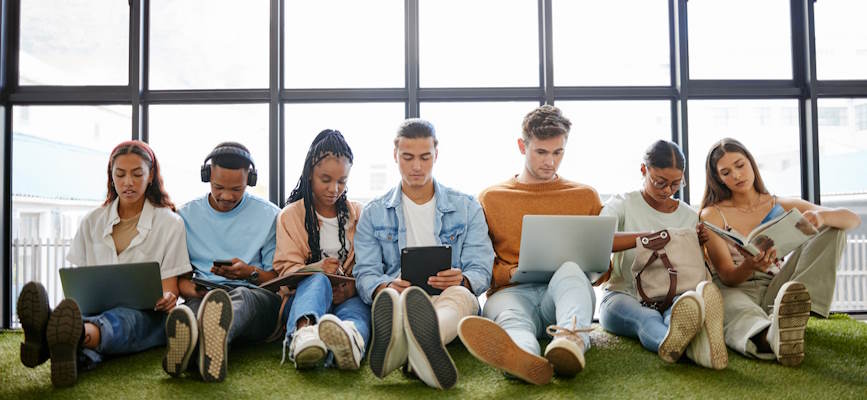 -Gen Z audience enjoying digital and analog media-