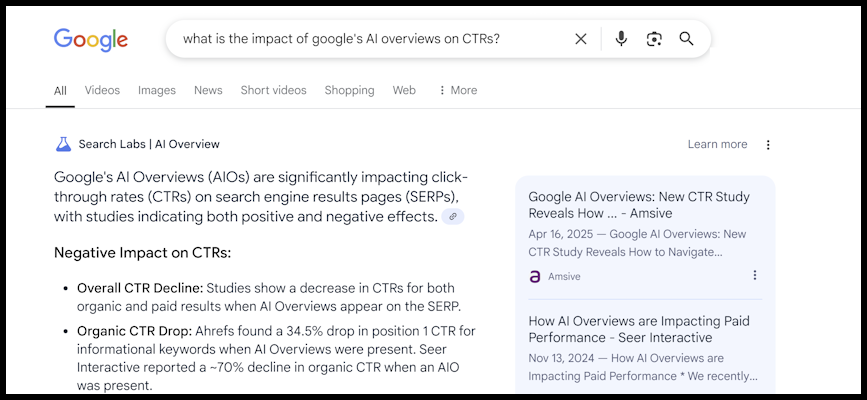 Even Google search knows the impact of AI Overviews on CTRs