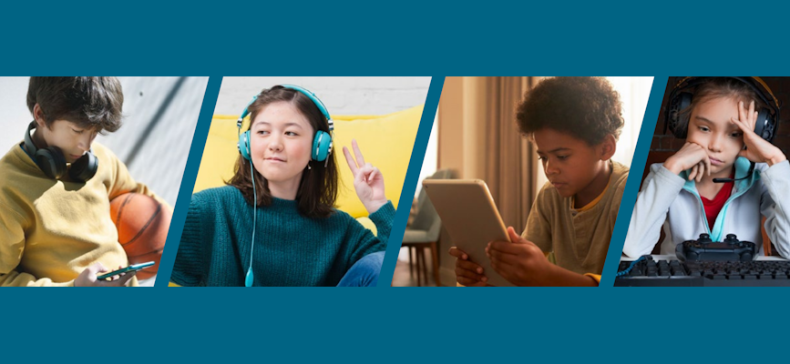 Young Teens aged 11-13 engaging with digital devices to reflect young audiences and their activities