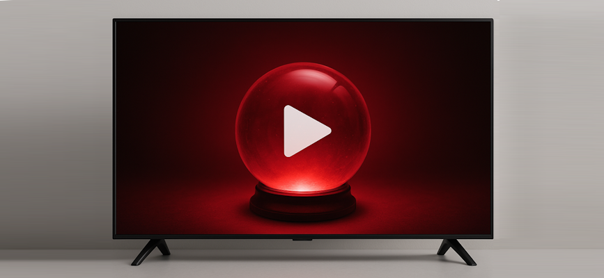 ---- Crystal Ball with Play Button on TV to show that YouTube is the future of Publishing ----